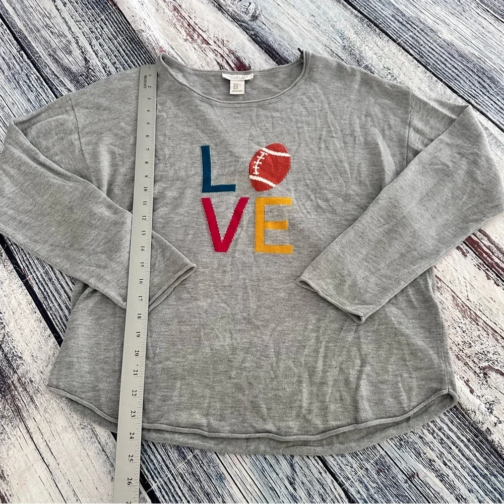 Rachel Zoe Gray Cashmere Blend “Love Football” Knit Sweater